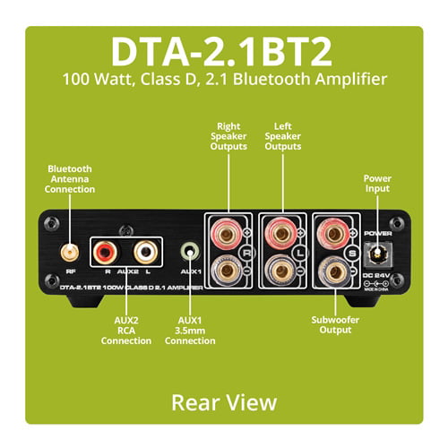 DTA-2.1BT2 | 100W 2.1 Class D Bluetooth Amplifier with Sub Frequency Adjustment - Image 6